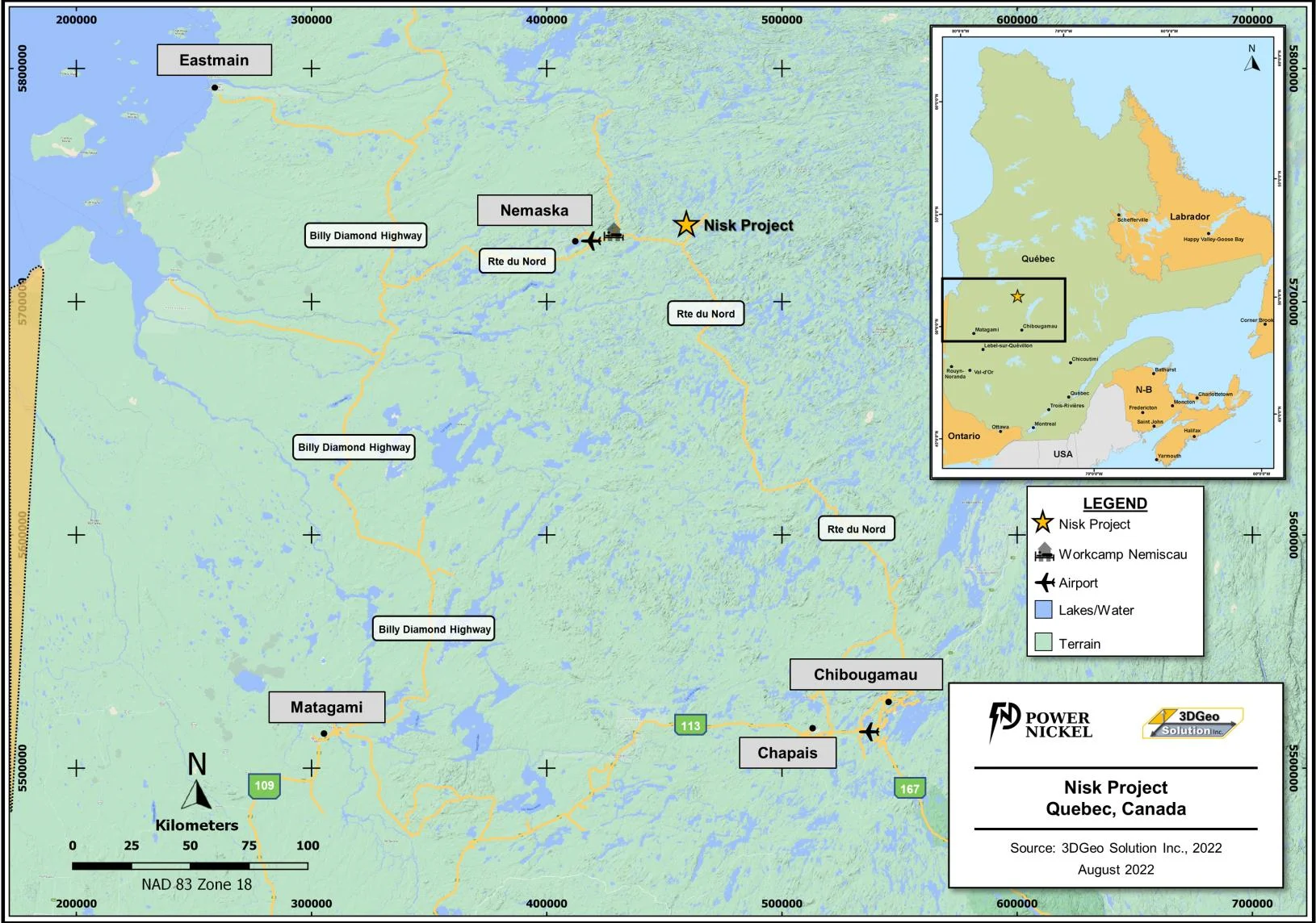 Regional location map, James Bay Quebec