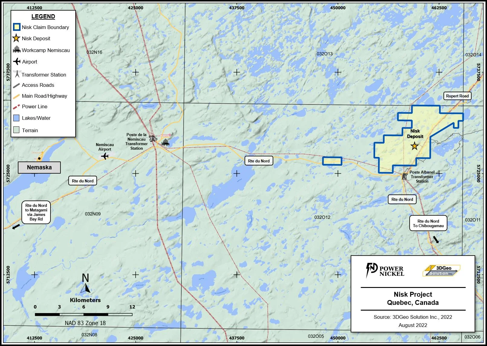 NISK claims with Route du Nord, Nemiscau airport and transformer stations